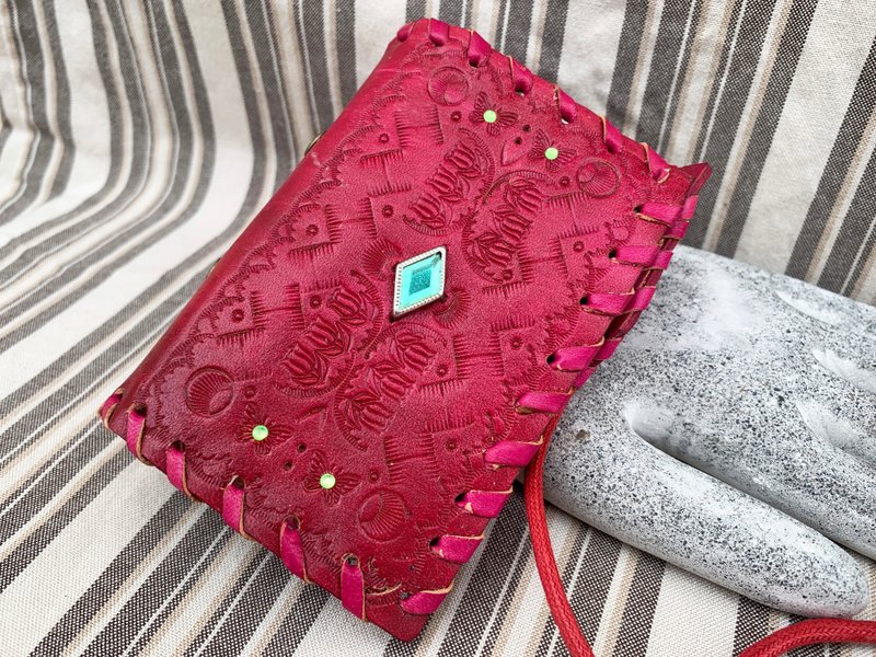 Majans 皮革小本本 拍立得相册 桃粉绿菱形钻 - 相簿/相册 - 真皮 紫色