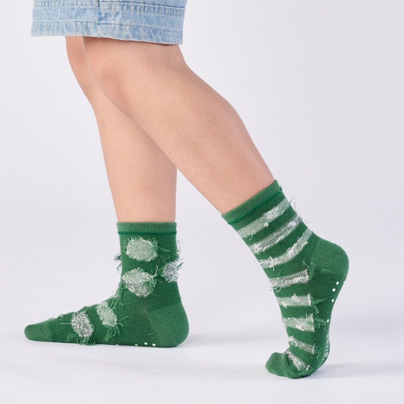 掉进兔子洞 中筒童袜 - 绿(1y-9y) - 袜子 - 棉．麻 绿色