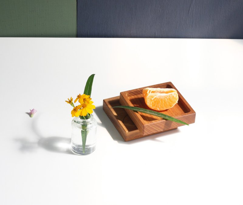 爱躺着 小方置物盘  | 双面杯垫 - 浅碟/小碟子 - 木头 咖啡色