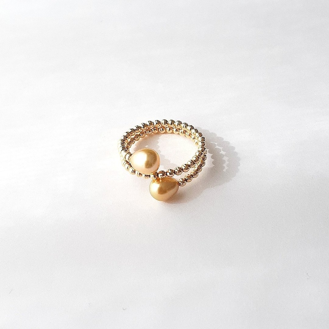 K18 珍珠戒指 白蝶真珠 异形珍珠 珍珠戒指 白蝶真珠 可调整尺寸 pearl ring 珍珠戒指 진주반지 - 戒指 - 珍珠 