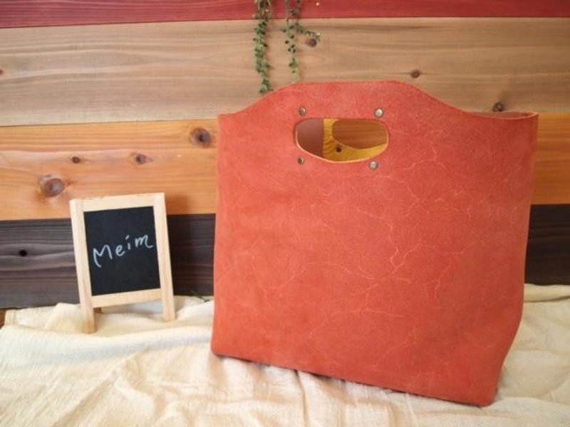 [Made to order] Floor leather A4 [Red] Handbag 1520004 [L] - 手提包/手提袋 - 真皮 红色