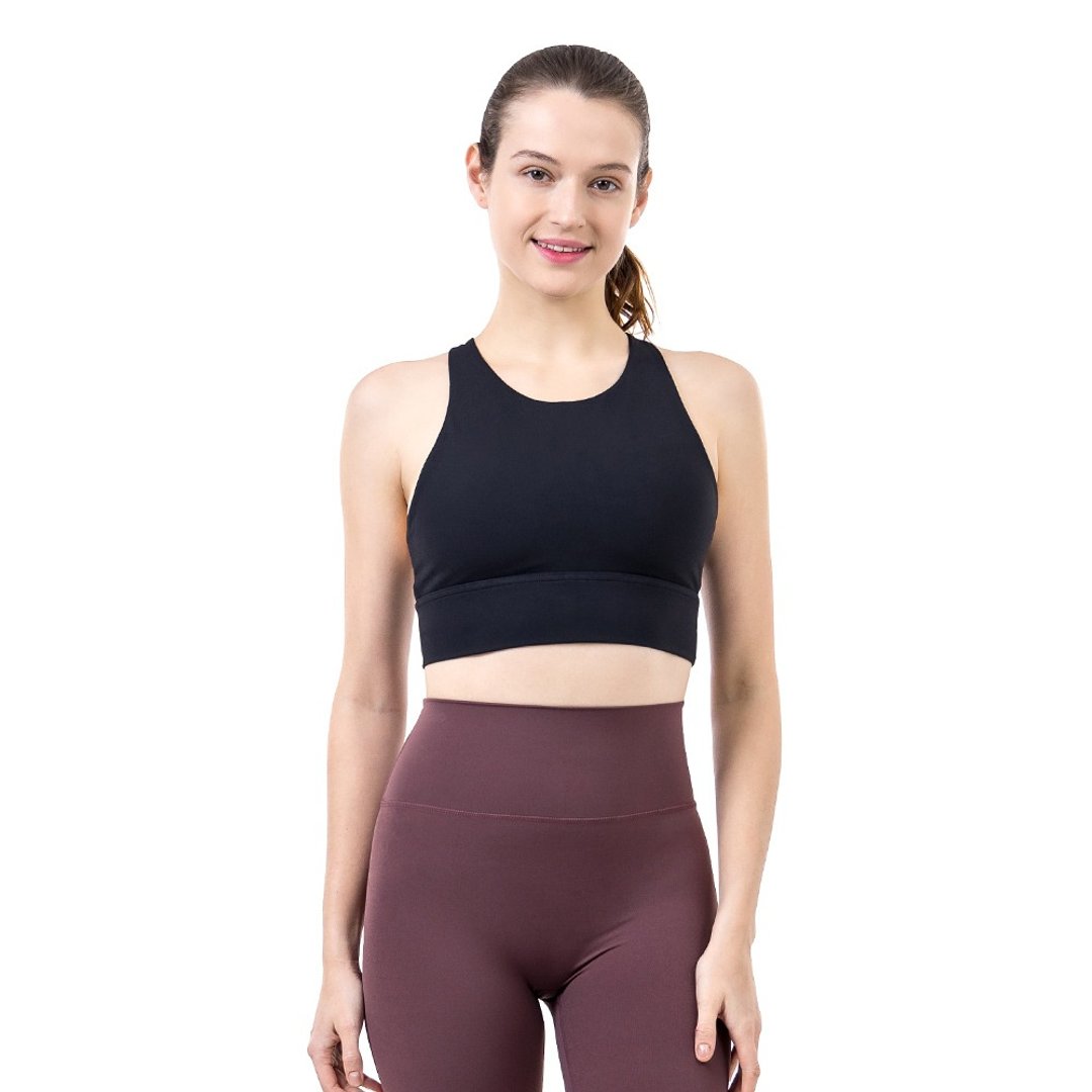 【NAMASTE】Daphne 几何美背短上衣 - 黑 - 女装运动内衣 - 尼龙 黑色
