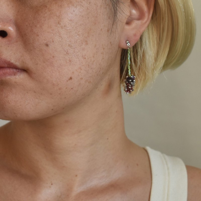 吾亦红 / 纯银 - 耳环/耳夹 - 玻璃 