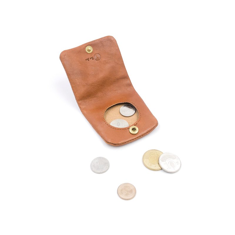 手工植鞣皮革-摔软零钱包 leather wallet - 皮夹/钱包 - 真皮 咖啡色