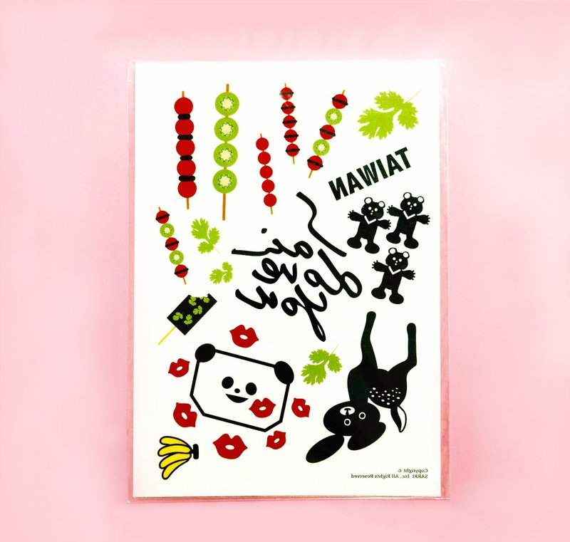 纹身贴纸 刺青贴纸 纹身 贴纸 防水 熊猫 熊 糖葫芦 - 纹身贴 - 纸 白色