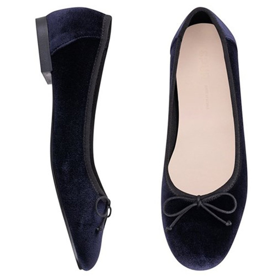 PRE-ORDER SPUR 丝绒缎带平底鞋 PA8008 NAVY - 其他女款皮鞋 - 其他材质 