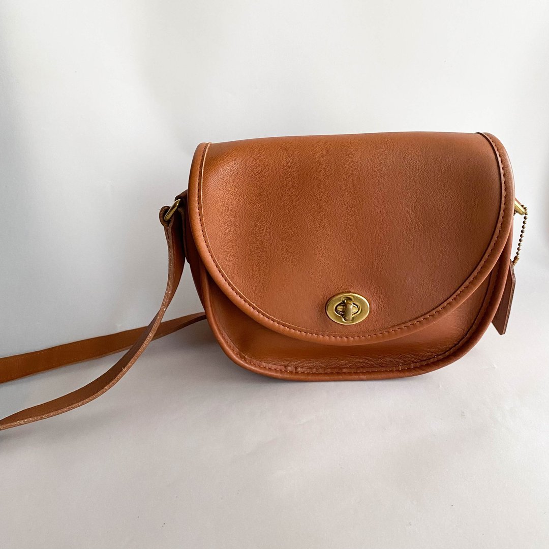 中古Coach│斜背包│侧背包│单肩包│真皮手袋│女友礼物│古着 - 侧背包/斜挎包 - 真皮 咖啡色
