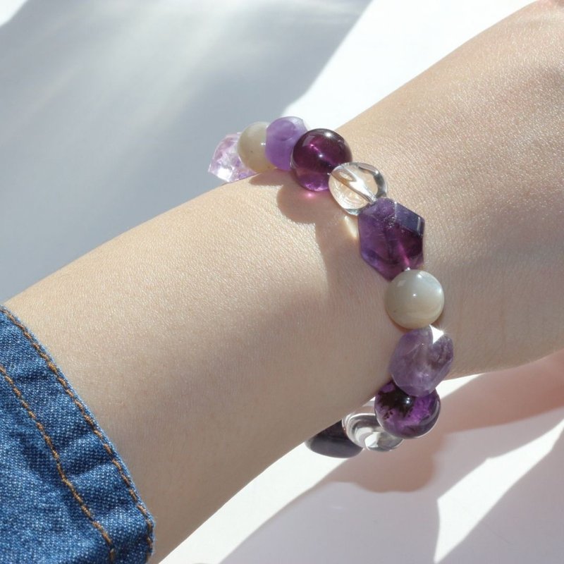B093七轮调和手串/紫晶/白晶/拉长石/天然晶石/能量石/原生态 - 手链/手环 - 水晶 多色