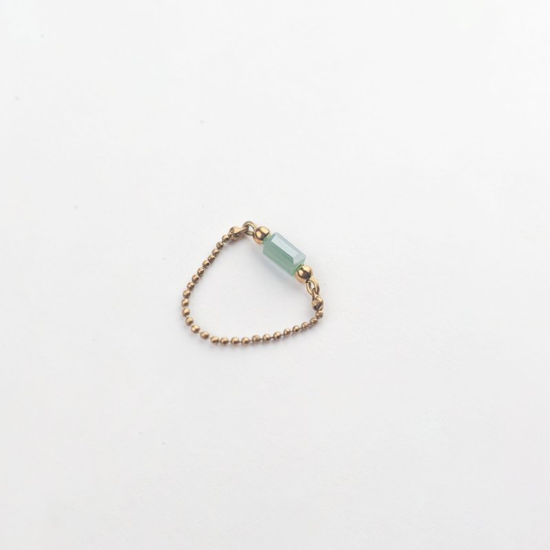 复古琉璃链戒 (湖水绿) - Retro Glass Ring (Acid Green) - 戒指 - 琉璃 白色