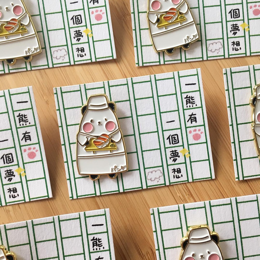 一熊有一个梦想之寿司师傅熊金属胸针 - 胸针 - 其他金属 多色