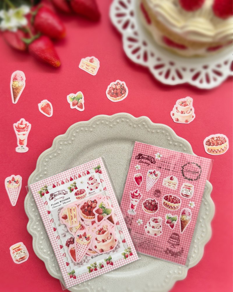 草莓甜点独立裁型贴纸 - 贴纸 - 纸 红色