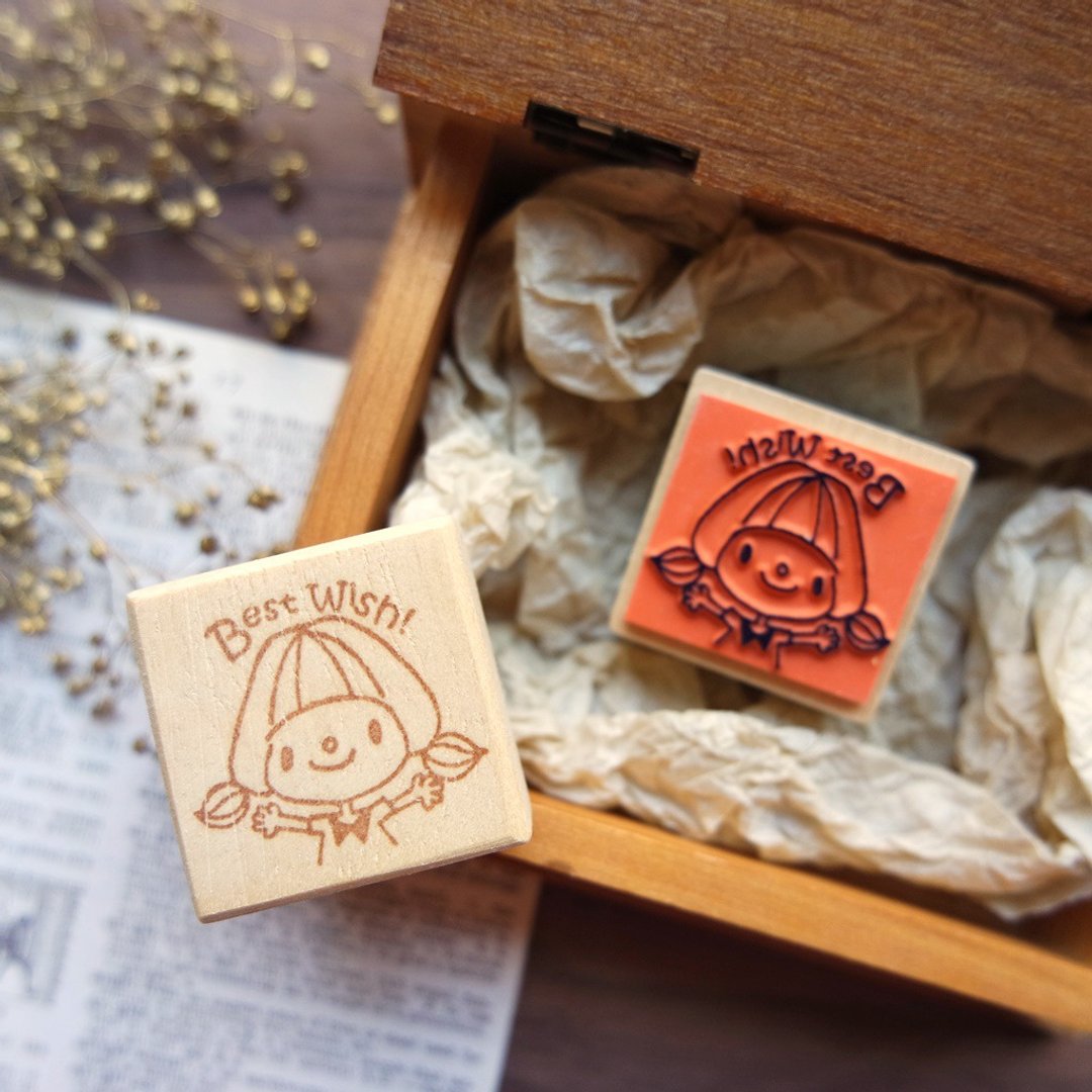印章 / 西瓜头女孩 / best wish - 印章/印台 - 塑料 橘色