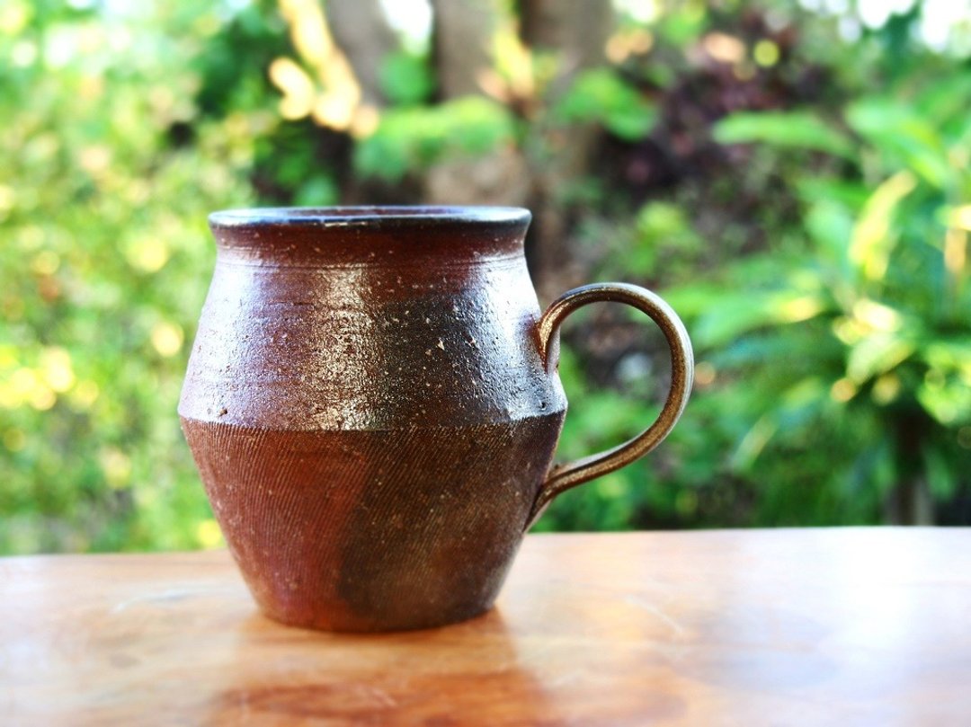 Bizen coffee cup (wild plants) c 9 - 002 - 咖啡杯/马克杯 - 陶 咖啡色