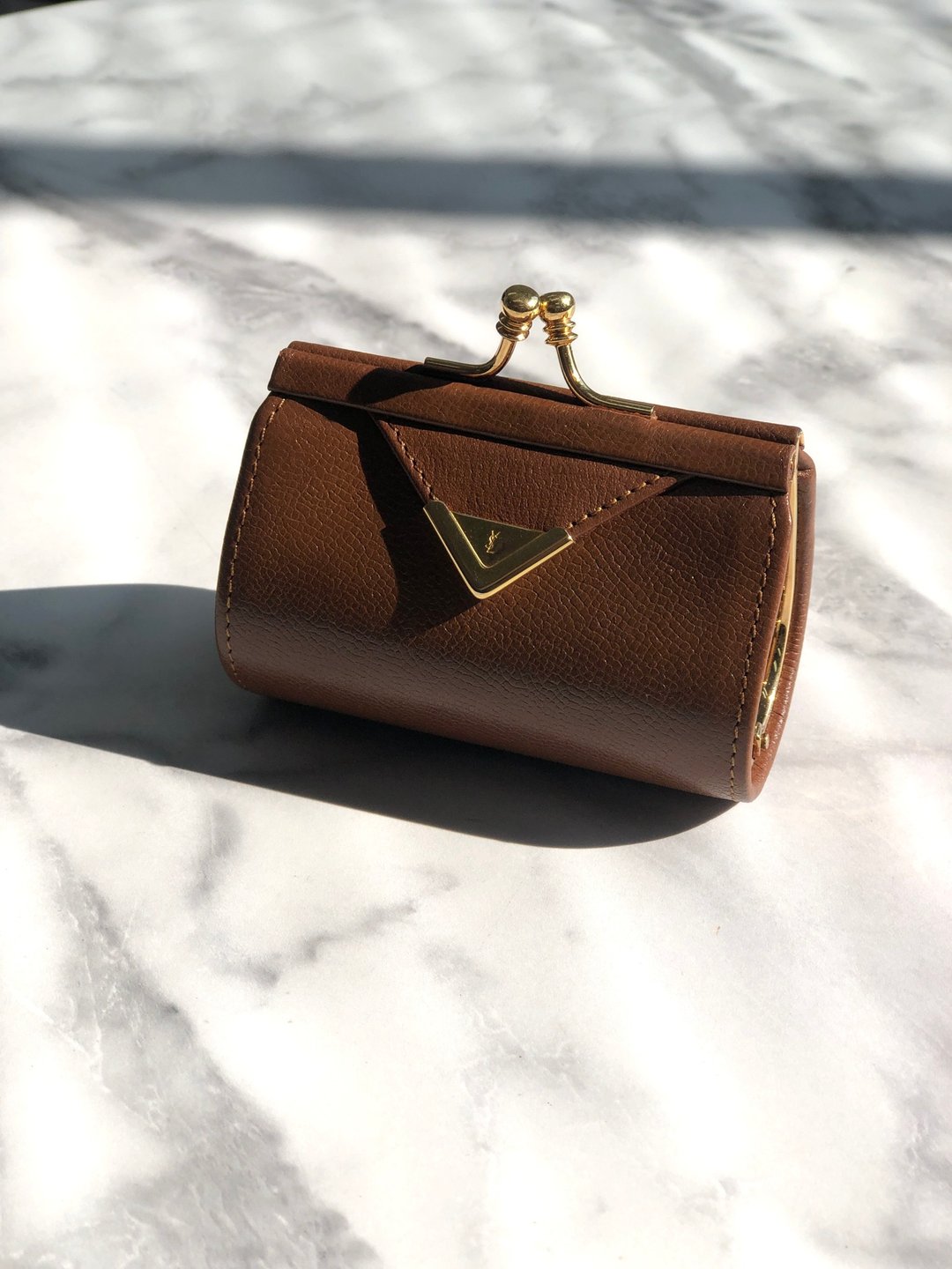 【 日本直送 名牌中古包 】Yves Saint Laurent 圣罗兰 YSL Logo 皮革 零钱包 棕色 vintage n2ggig - 皮夹/钱包 - 真皮 咖啡色