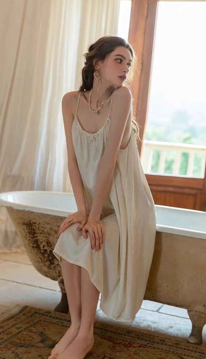 缀有蝴蝶结的宽松长洋装 情趣内衣 - 居家服/睡衣 - 其他材质 