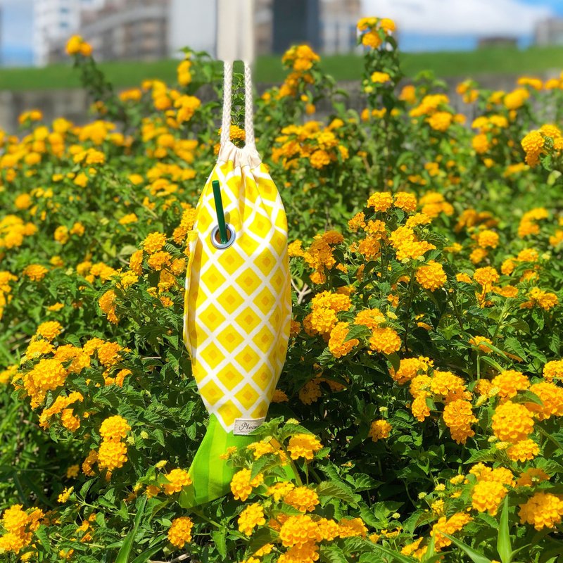 海龟好朋友随身环保袋-亮黄凤梨 - 手提包/手提袋 - 棉．麻 黄色