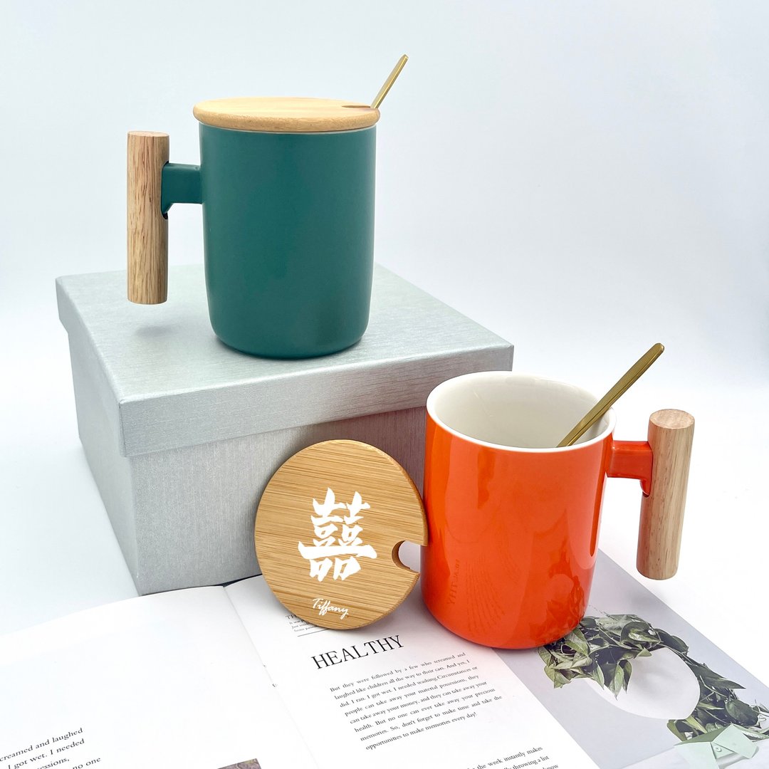 【定制化】【囍(自订英文名)】北欧风陶瓷杯 (礼盒装) - 其他杯子 - 其他人造纤维 多色