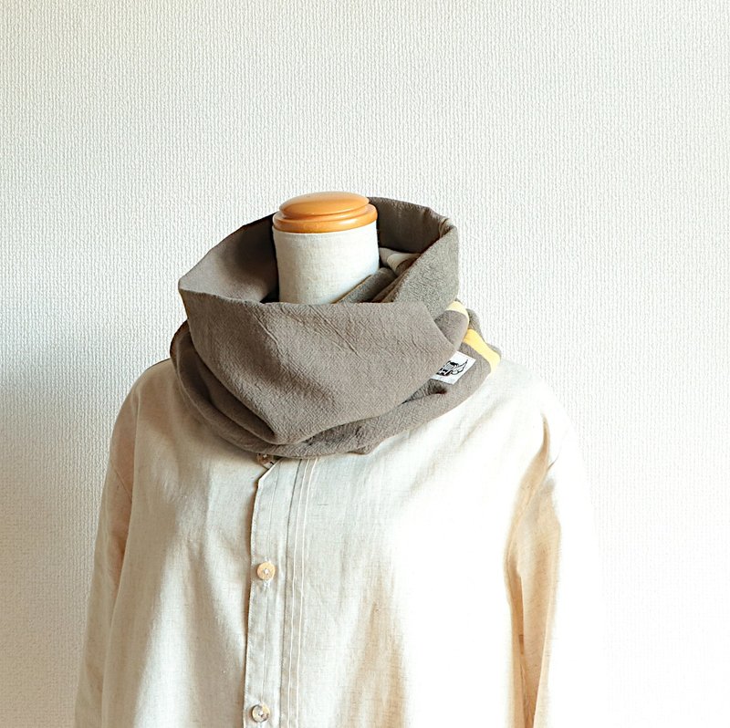 灰/黄线/羊毛/棉围脖 - 围巾/披肩 - 羊毛 灰色