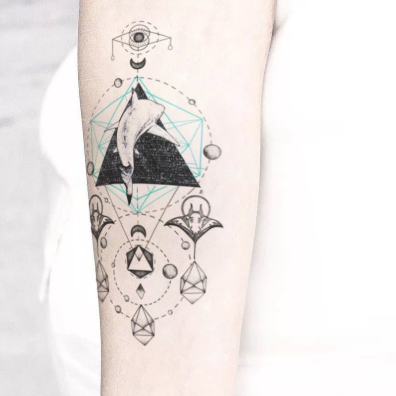 TU原创纹身贴防水仿真花臂海洋系列鲨鱼花臂 - 纹身贴 - 纸 多色