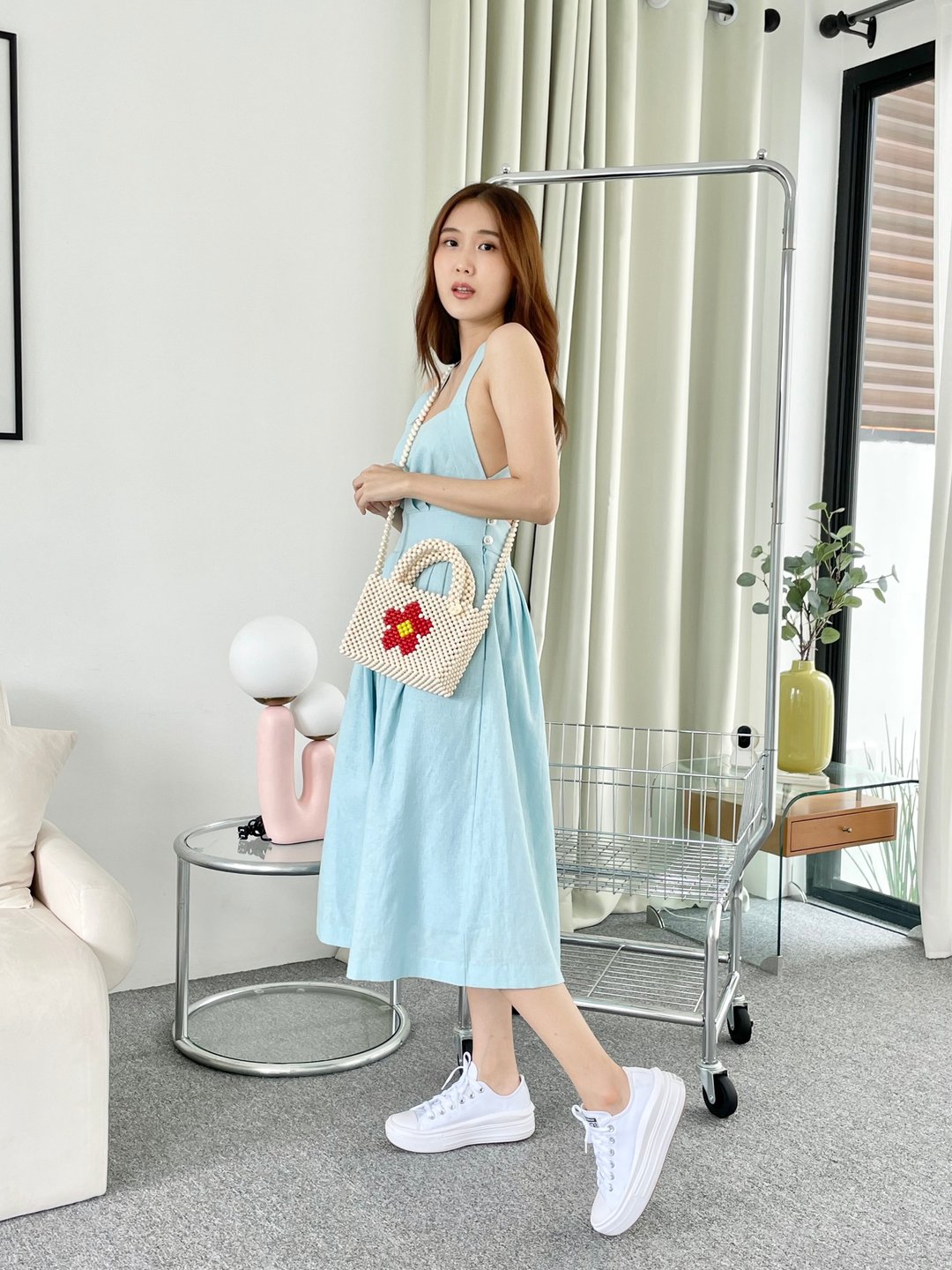 Handmade crossbody bead bag - 串珠 包, ビーズバッグ - 手提包/手提袋 - 塑料 黄色