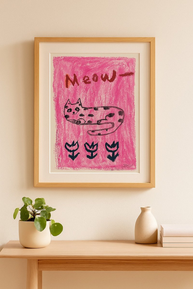 MEOW, 动物森友会系列插画_三花猫插画、猫图卡、A4数位微喷 - 海报/装饰画/版画 - 纸 多色