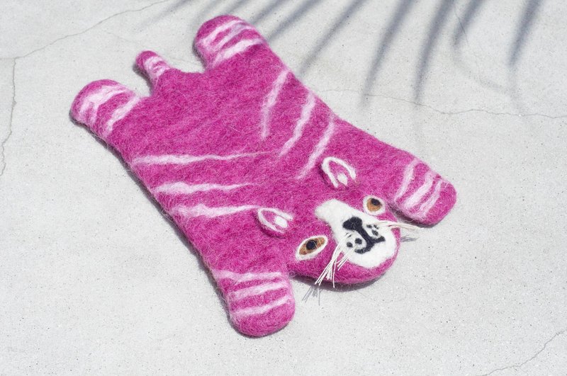 情人节礼物民族风森林系羊毛毡杯垫 动物 动物杯垫-猫咪吸水杯垫 - 杯垫 - 羊毛 紫色