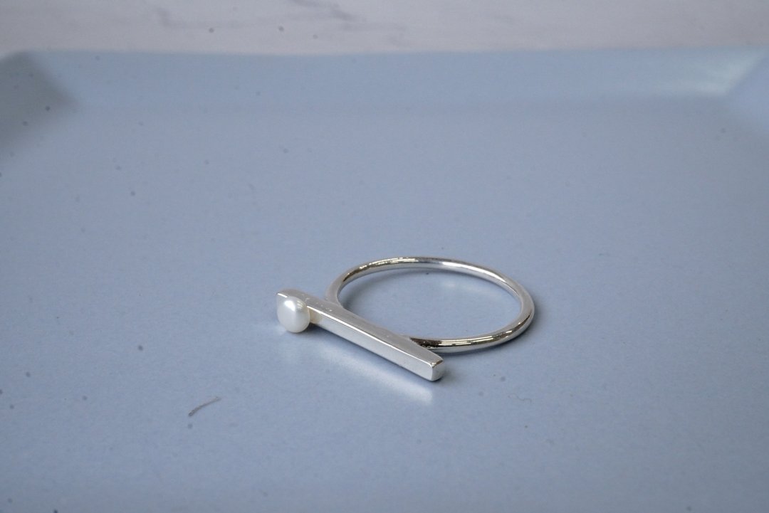 pearl ring 143 - 戒指 - 其他金属 银色