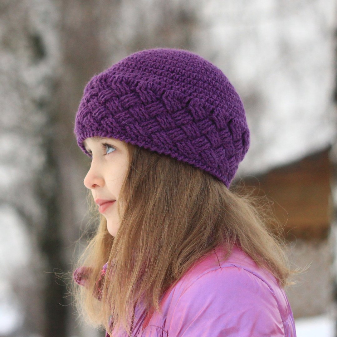 Digital download cable beanie CROCHET PATTERN/The Lilac mood cable hat - 编织/刺绣/羊毛毡/裁缝 - 其他材质 紫色