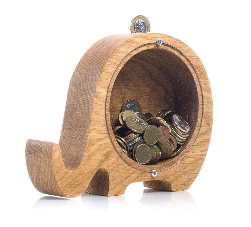 Personalized coin bank for boys and girls ELEPHANT money frame for kids - 储蓄罐 - 木头 