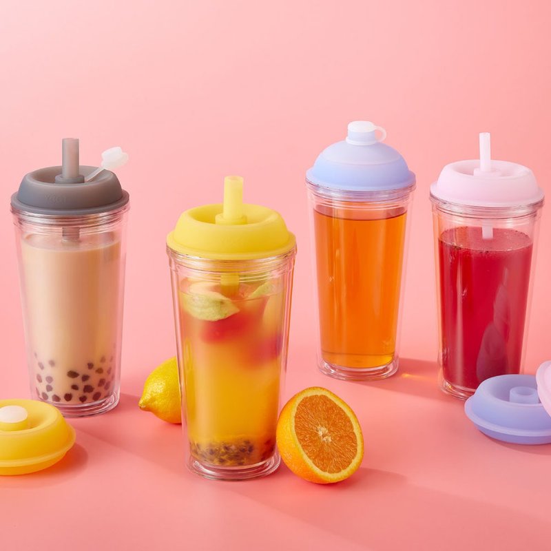 【5入优惠】YCCT啵啵杯710ml - 可收纳吸管的双层吸管杯 - 水瓶/水壶 - 塑料 多色