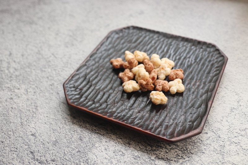 古朴禅风 | 原木点心盘 生漆涂装 职人手刻 15x15cm - 盘子/餐盘/盘架 - 木头 