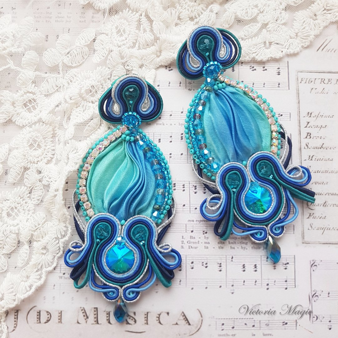 TUTORIAL Shibori and Soutache Earrings Digital product PDF Jewelry instructions - 线上课程/教学影片 - 其他材质 