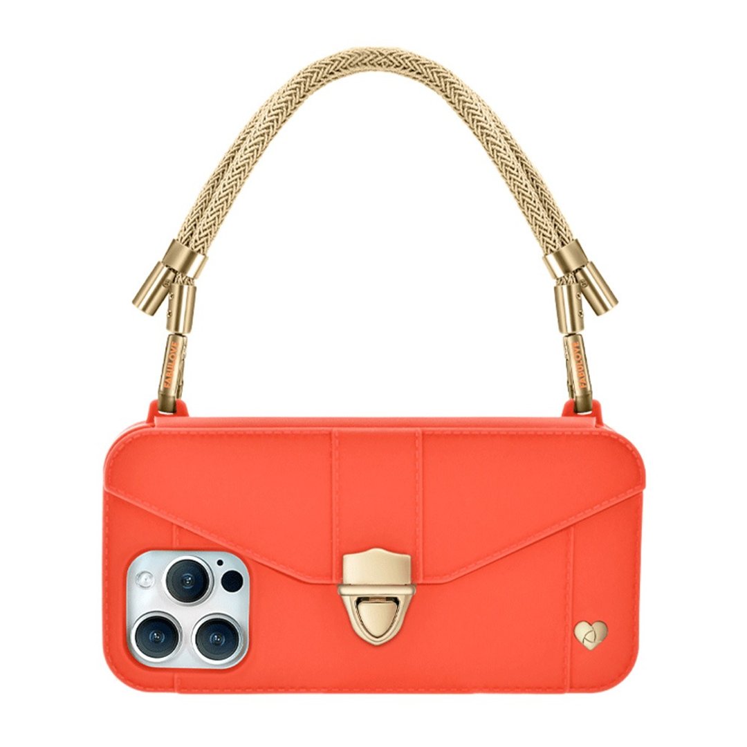 香港设计手机包-Aura【Golden Strap + Hot Orange Pursecase】 - 手机壳/手机套 - 环保材料 橘色