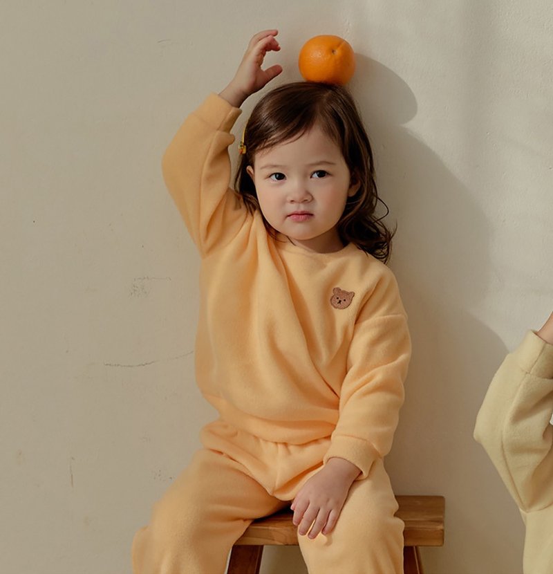 【新品】粉橘柔感 - 暖暖云棉运动套装长袖韩国童装-K67909 - 童装上衣 - 棉．麻 橘色