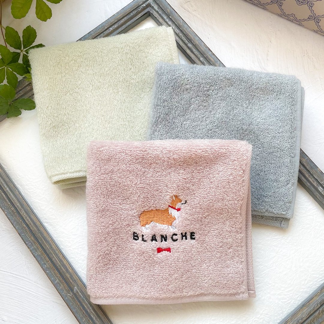Personalized Welsh Corgi Imabari Towel Handkerchief - 手帕/方巾 - 棉 白色