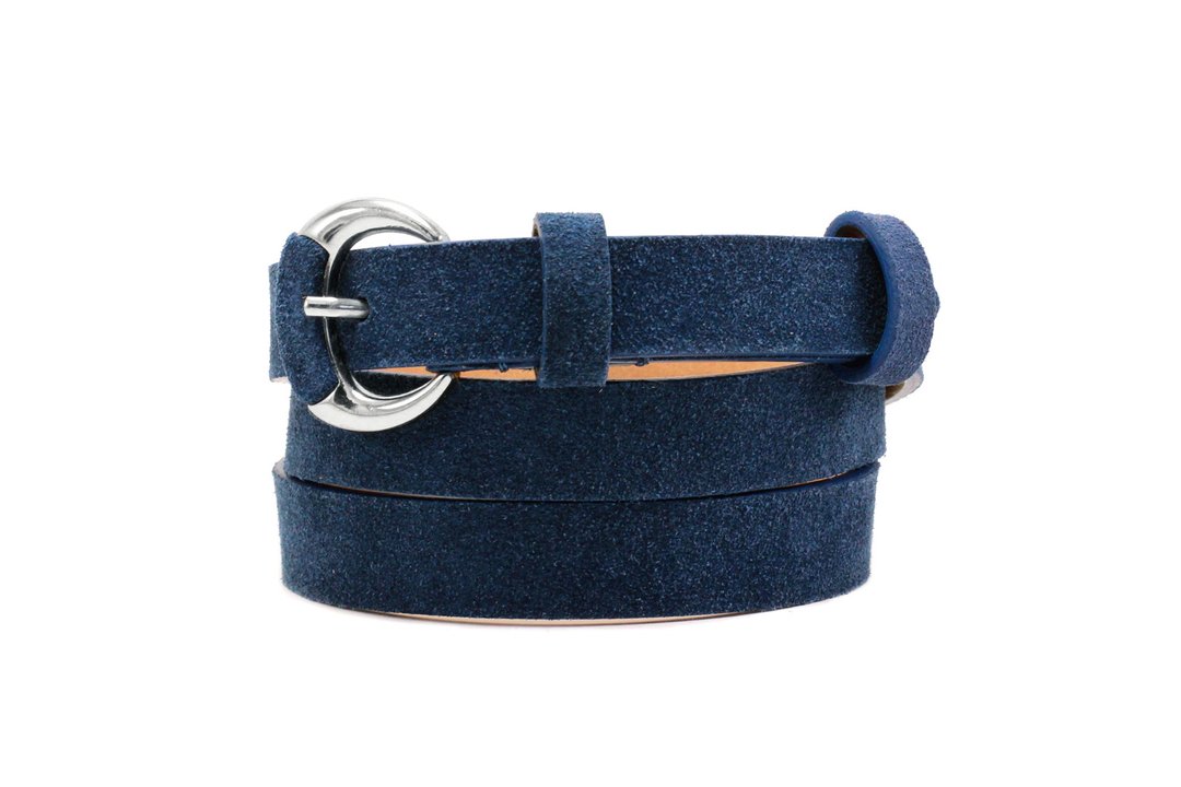 Blue belt, blue leather belt, suede belt, blue women belt, navy womens belt - 皮带/腰带 - 真皮 蓝色