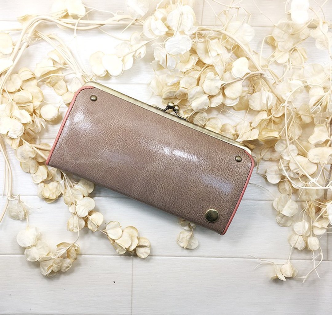 Leather wallet / spicy / gloss / goat leather / long wallet / - 皮夹/钱包 - 真皮 卡其色