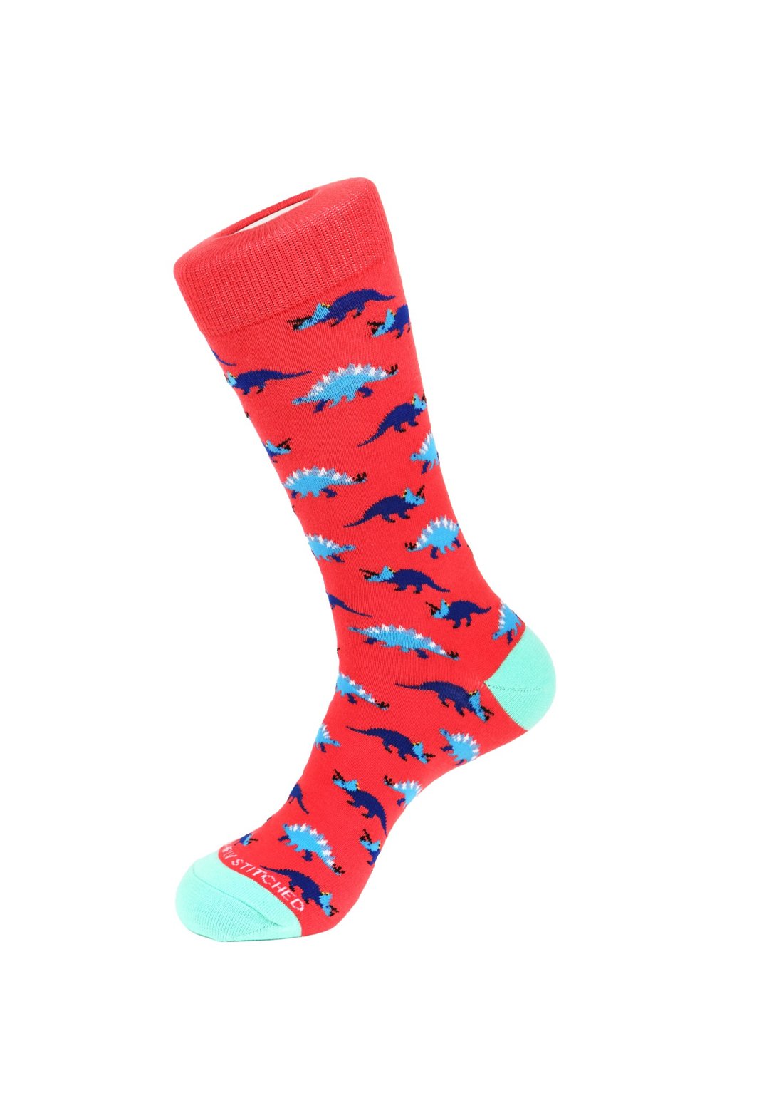 Dinosaur Socks 剑龙图案袜子 by Unsimply Stitched - 袜子 - 棉 红色