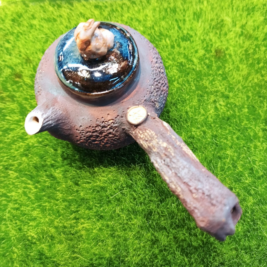 茶壶侧把急须陈炫亨手创陶兔子造型壶钮 - 茶具/茶杯 - 陶 咖啡色