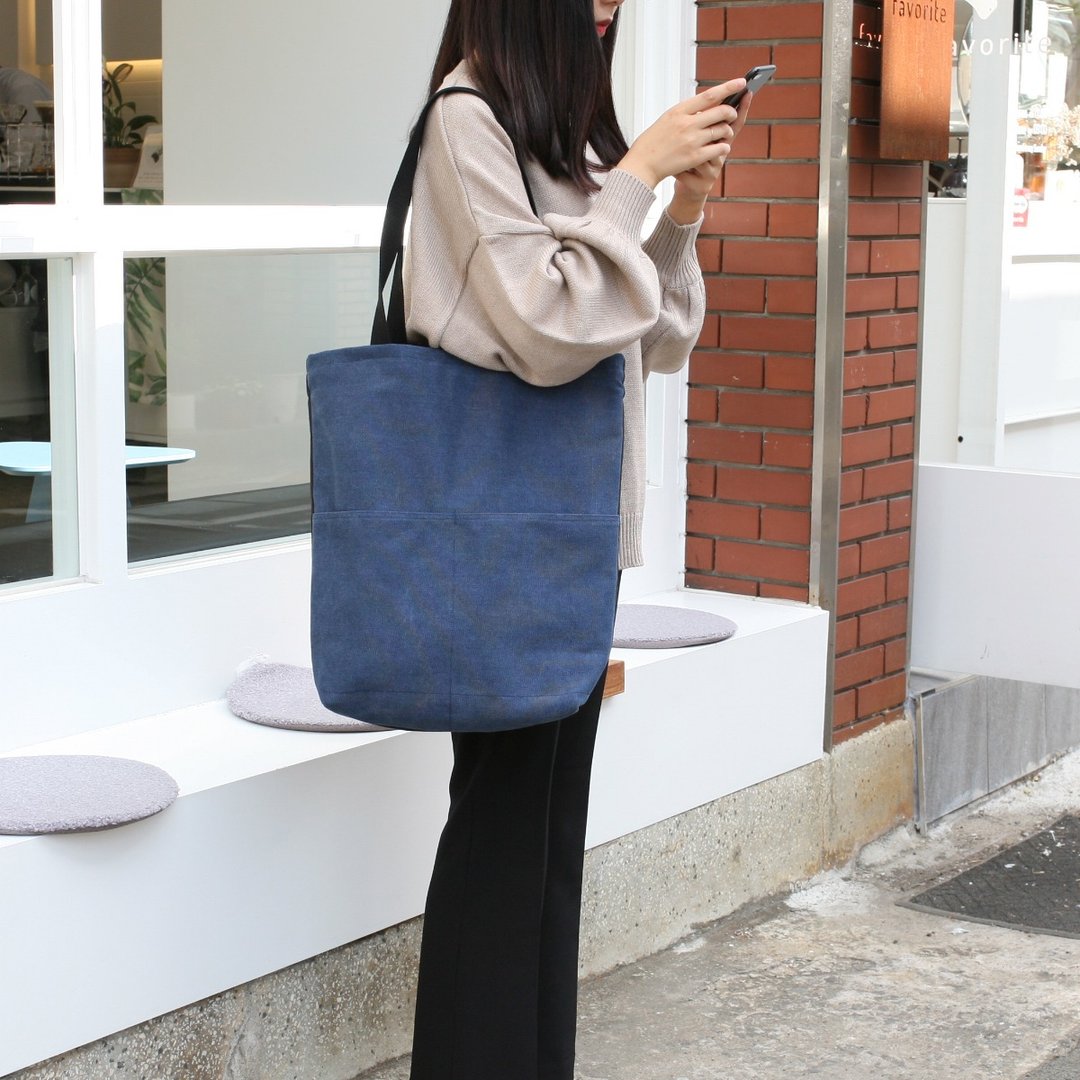 Navy Canvas Shoulder Bags,Handbags - 侧背包/斜挎包 - 棉 蓝色