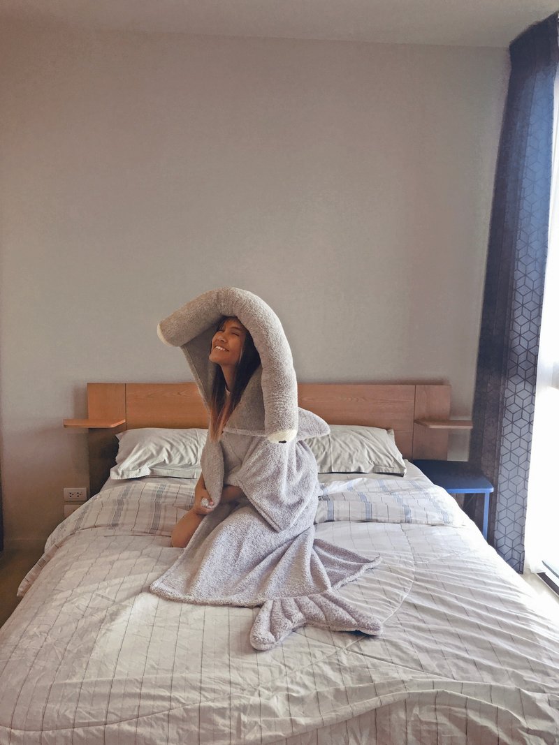 双髻鲨造型毛毯 - 被子/毛毯 - 聚酯纤维 灰色