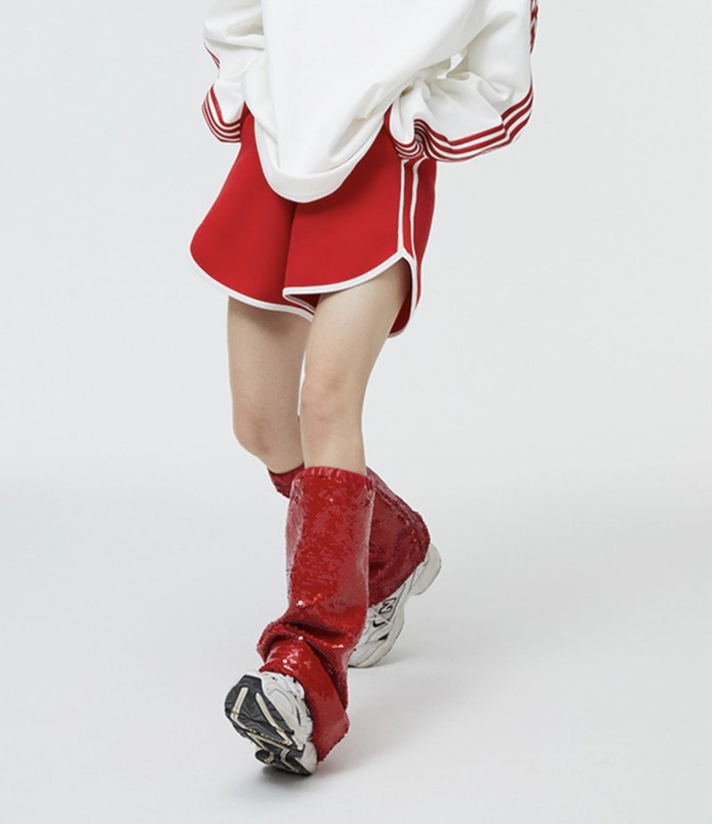 秋天專屬! 太空棉短裤 复古色系 宽鬆 阔腿 蓬蓬挺括 紅色 - 中性裤装 - 棉．麻 红色