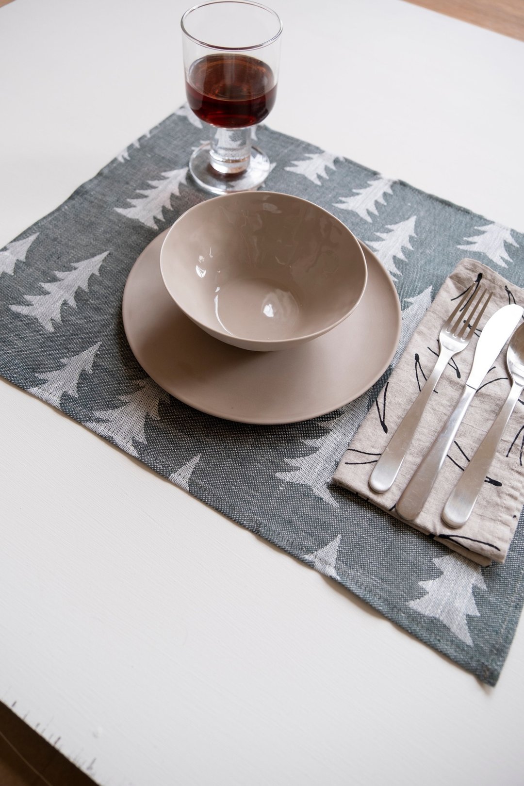 北欧风设计师款–冷杉桌垫(深绿)Gran Place Mat, Dark Green - 餐垫/桌巾 - 棉 蓝色