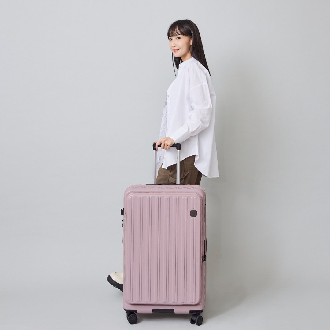 26 寸/前开式/PC 箱体/Hinomoto 静音轮煞车/旅行箱/行李箱 - 多色任选 - 后背包/双肩包 - 尼龙 粉红色