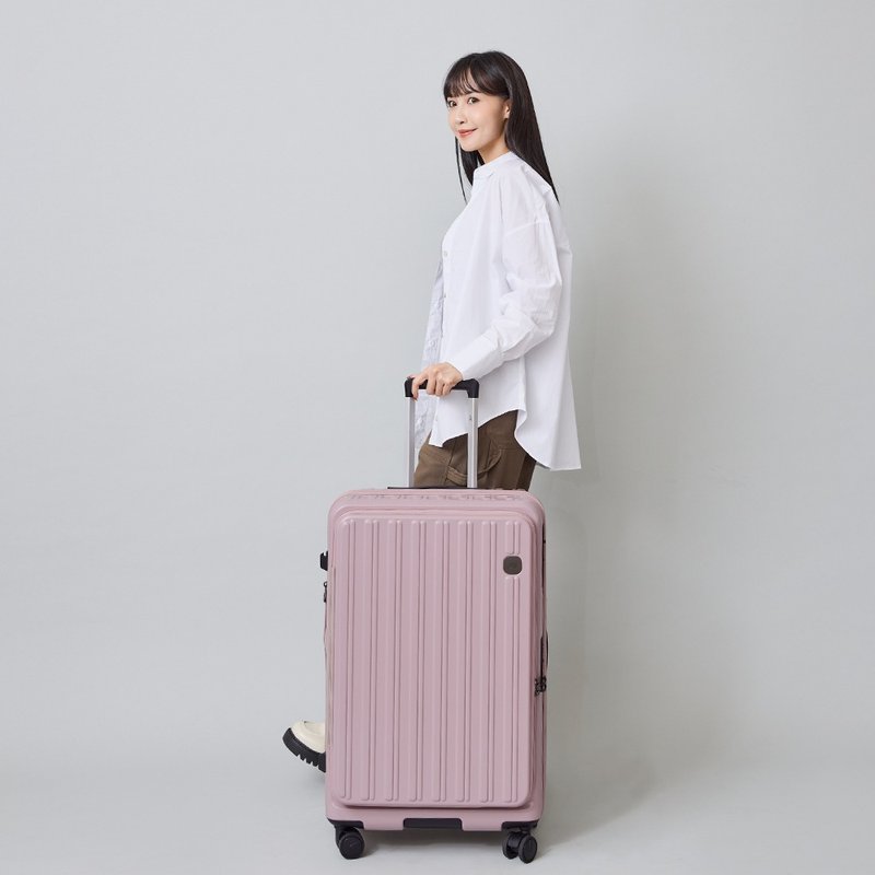 26 寸/前开式/PC 箱体/Hinomoto 静音轮煞车/旅行箱/行李箱 - 多色任选 - 后背包/双肩包 - 尼龙 粉红色