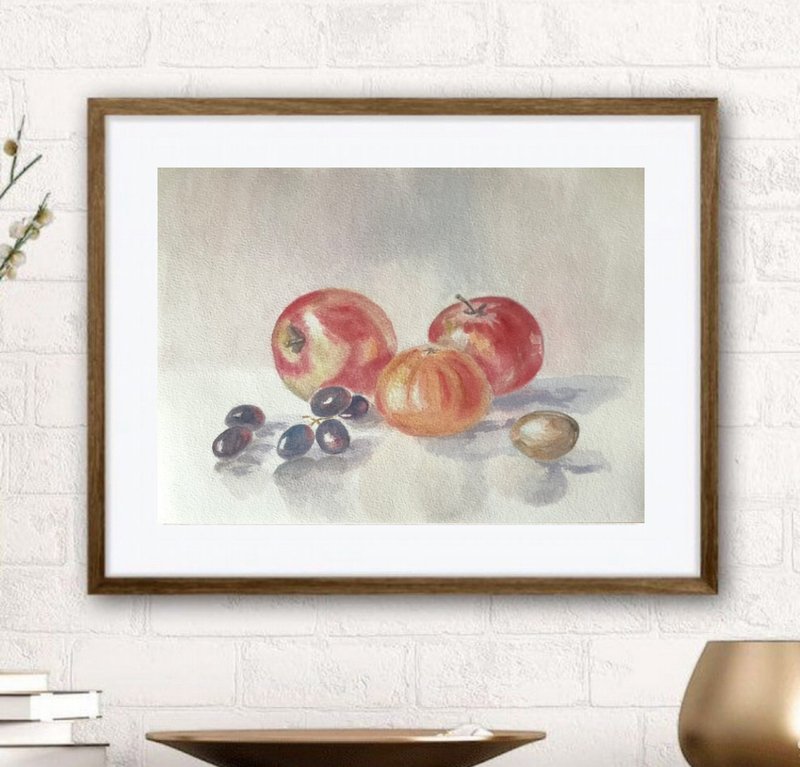 Fruits still life original watercolour painting wall art kitchen painting - 墙贴/壁贴 - 纸 多色