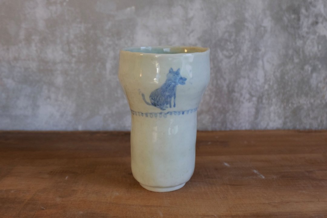 白瓷手工小狗大水杯 啤酒杯 - 酒杯/酒器 - 瓷 