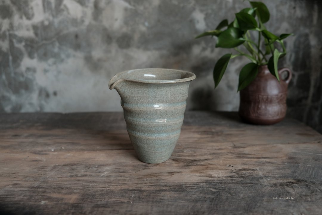 茶海 l 玻璃弹珠釉 手纹 小奶壶 - 茶具/茶杯 - 陶 绿色