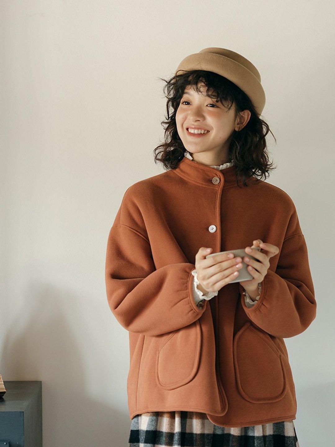 单排扣口袋彩扣外套 内里加绒日系风格穿搭 冬 - 女装休闲/机能外套 - 棉 多色