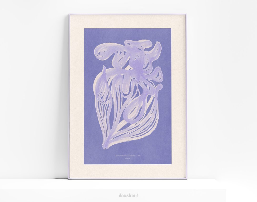 即时下载 Very peri color 2022 Floristry 抽象花卉线条艺术海报 - 电子手绘真人画像/绘画/插画 - 其他材质 